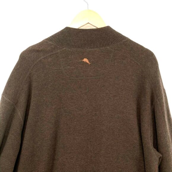 Tommy Bahama Men's Brown Long Sleeves Mock Neck Zipper Pullover Sweater Size XL - Picture 8 of 11
